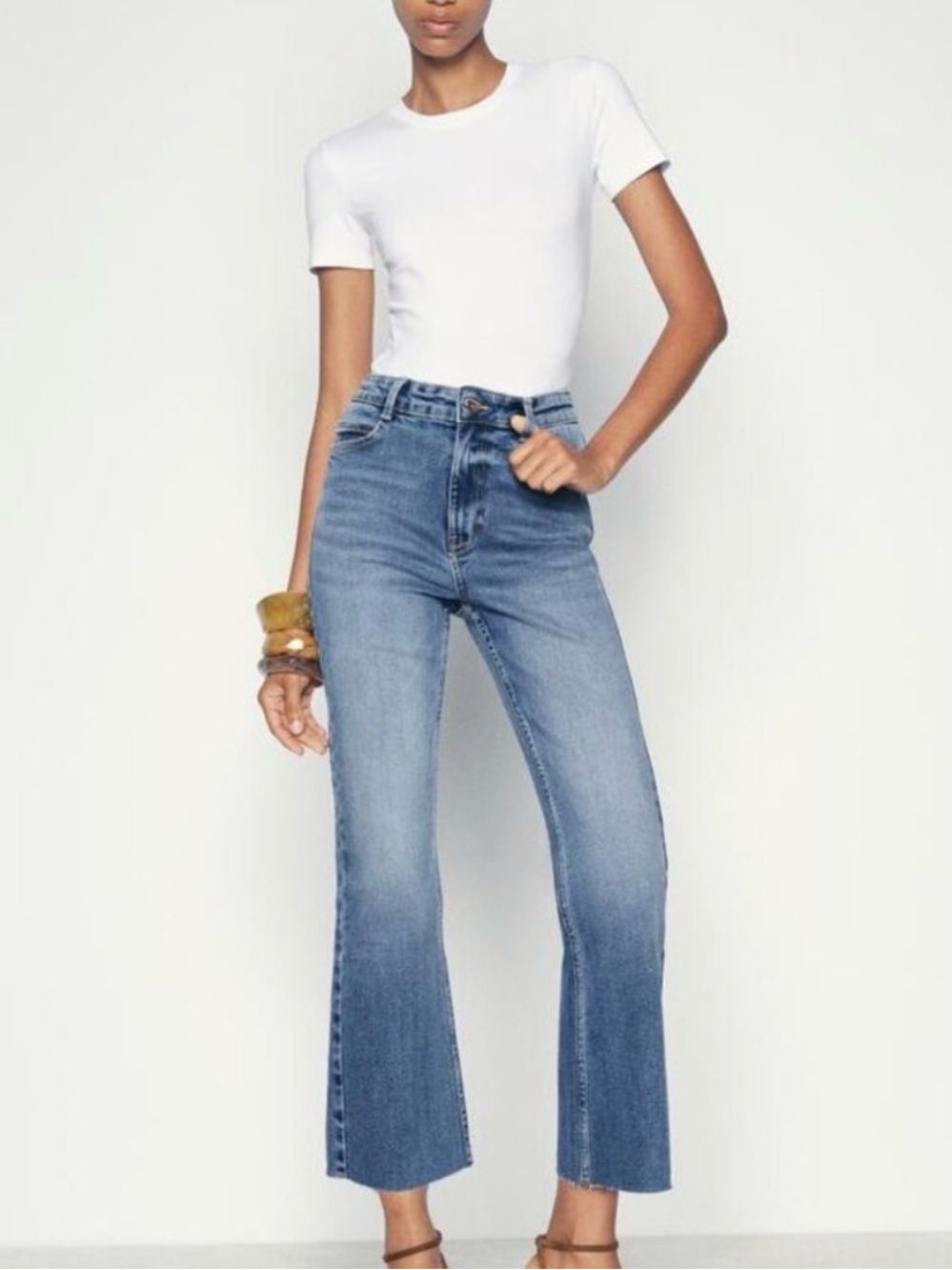 Zara high rise mini flare jeans